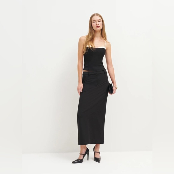 NEW Reformation Melanie Strappy Top Woven Silk Contrast  Black | size 0 - Picture 2 of 11